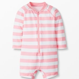 Hanna Andersson 2T rash guard swim suit one piece pink stripe